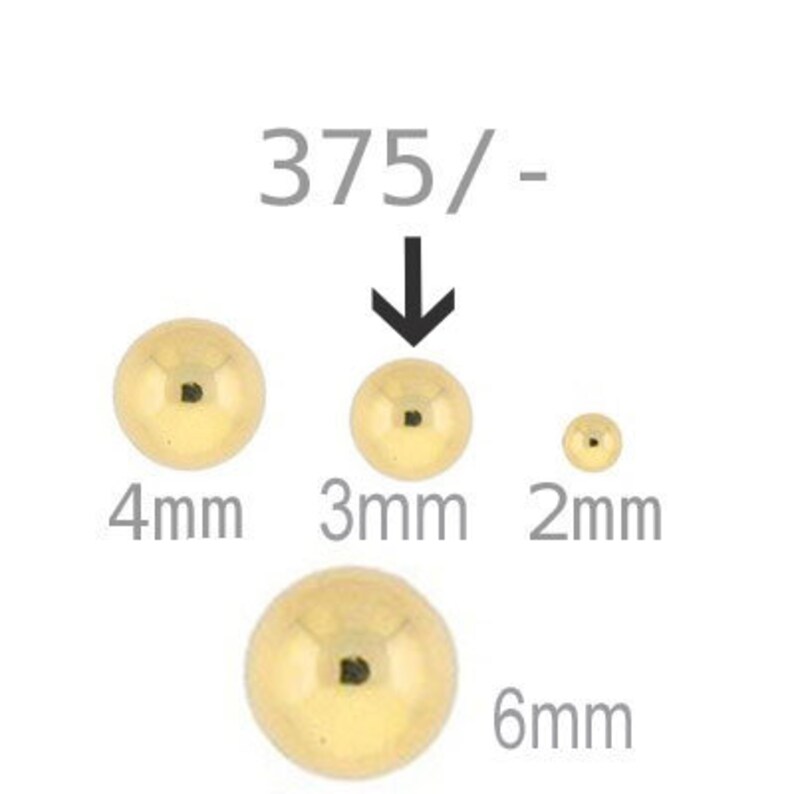 375 real gold pearls balls 2 3 4 mm burr-free for threading for bracelets for pearl jewelry image 7