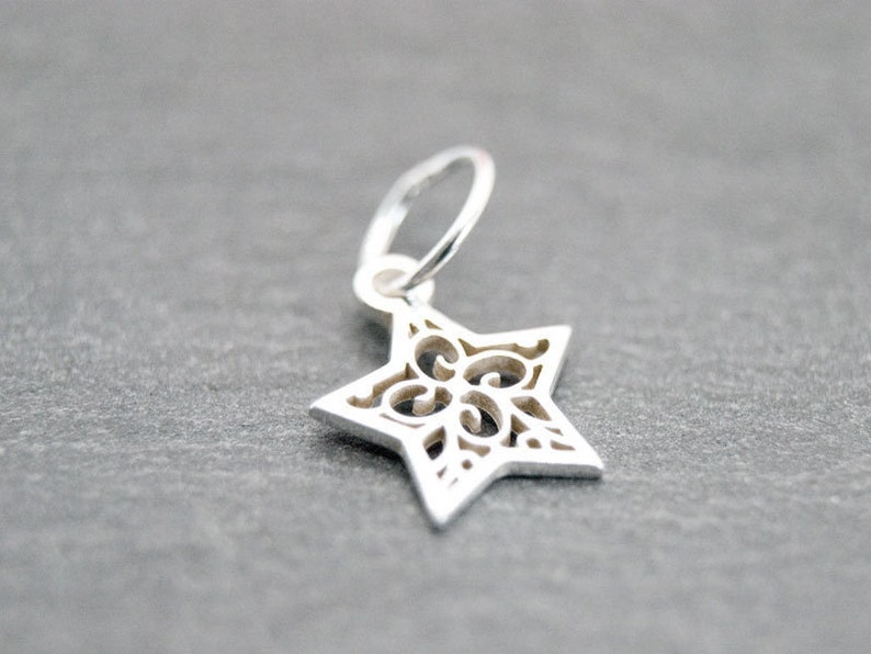 925 silver star with floral pattern 9 mm 925 silver 7425 image 1