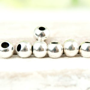 10x beads round 6 mm solid silver-plated metal, metal beads 4810, make your own jewelry image 1