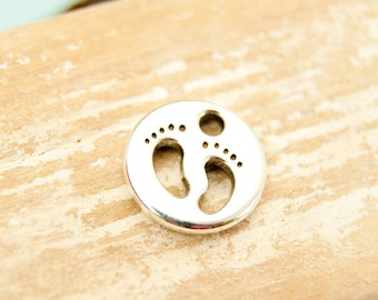 2x Anhänger Baby Fuß Abdruck Für Geschenk zur Geburt, DIY Schmuckanhänger  12mm,Schmuckzubehör  Optionen