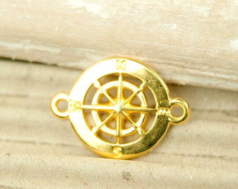 Connector compass middle part jewelry connector intermediate piece gold-plated metal, maritime pendant for homemade bracelets