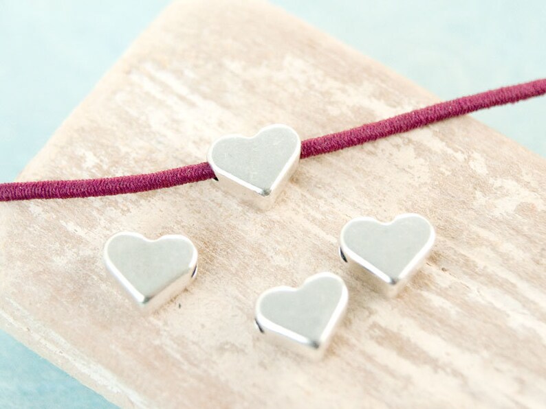 Bestseller, heart beads metal bead 6.5 mm, not hollow, for bracelets for threading with hole, choice of colors image 3