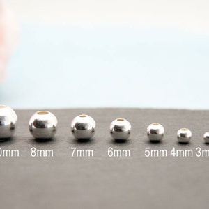 925 burr-free smooth silver beads balls 2/3/4/5/6/7/8/10 mm round, jewelry making, for in between, size/make your own jewelry image 2