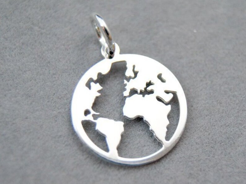 Pendant Globe Earth Sterling Silver 925/ 15mm 5040 Etsy