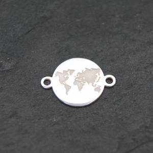 925-Silber,Welt,Globus,Weltkarte,Erde 11mm 2 Ösen,anlaufgeschützt, Schmuckverbinder, für Armband, #5506