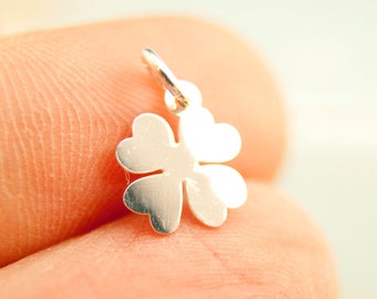 925 silver lucky clover clover lucky charm 8 mm with white fine silver edge! tarnish-proof #5504,6500