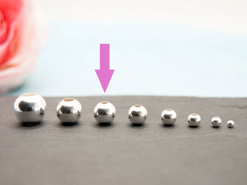 925 gratfreie glatte Silberperlen Kugeln 2/3/4/5/6/7/8/10mm rund , Schmuckmachen, für Dazwischen , Größe / Schmuck selber machen 7mm,  2 Stück