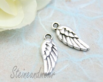 2x Anhänger Flügel Engelsflügel Metall versilbert antik