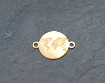 pendant globe earth Sterling silver 925/- gold plated  11mm #5500