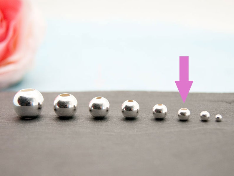 925 burr-free smooth silver beads balls 2/3/4/5/6/7/8/10 mm round, jewelry making, for in between, size/make your own jewelry 4mm, 10 Stück