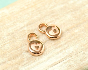 2x pendant heart rose gold plated 6 mm