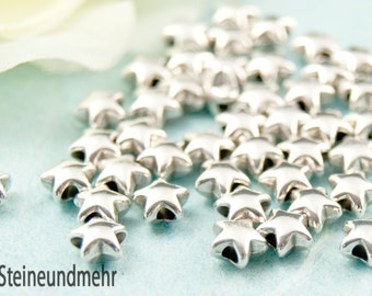 10x Sterne Metallperlen versilbert Perlen 6mm weihnachtlich winterlich Advent #3417