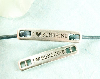 I love sunshine  Metal antique silver plated Labels Connectors 36mm #3542