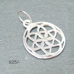 925 symbol mandala necklace pendant round 16 mm silver color selection image 3