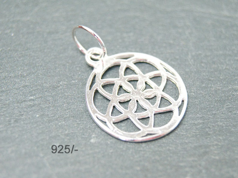 925 symbol mandala necklace pendant round 16 mm silver color selection image 3