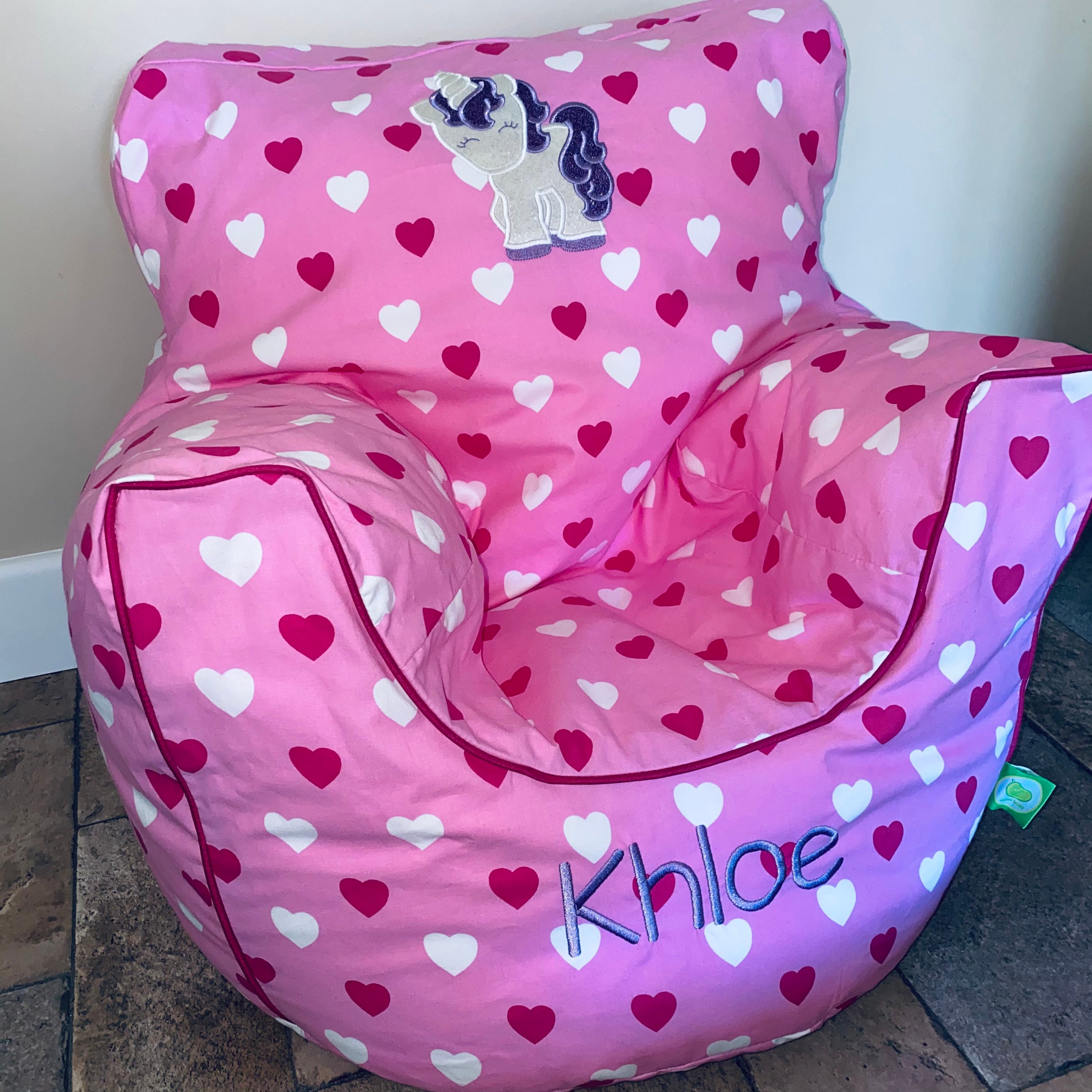 Personalised Pink Heart Bean Bag Chair Etsy