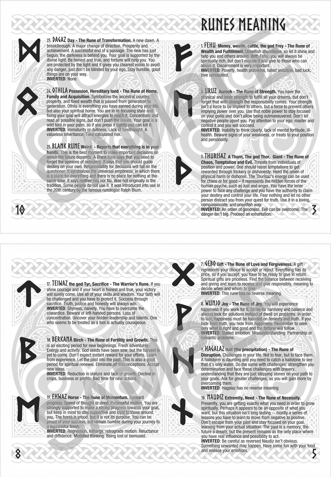 PRINTABLE Rune set Guide manual for Elder Futhark runes for Etsy