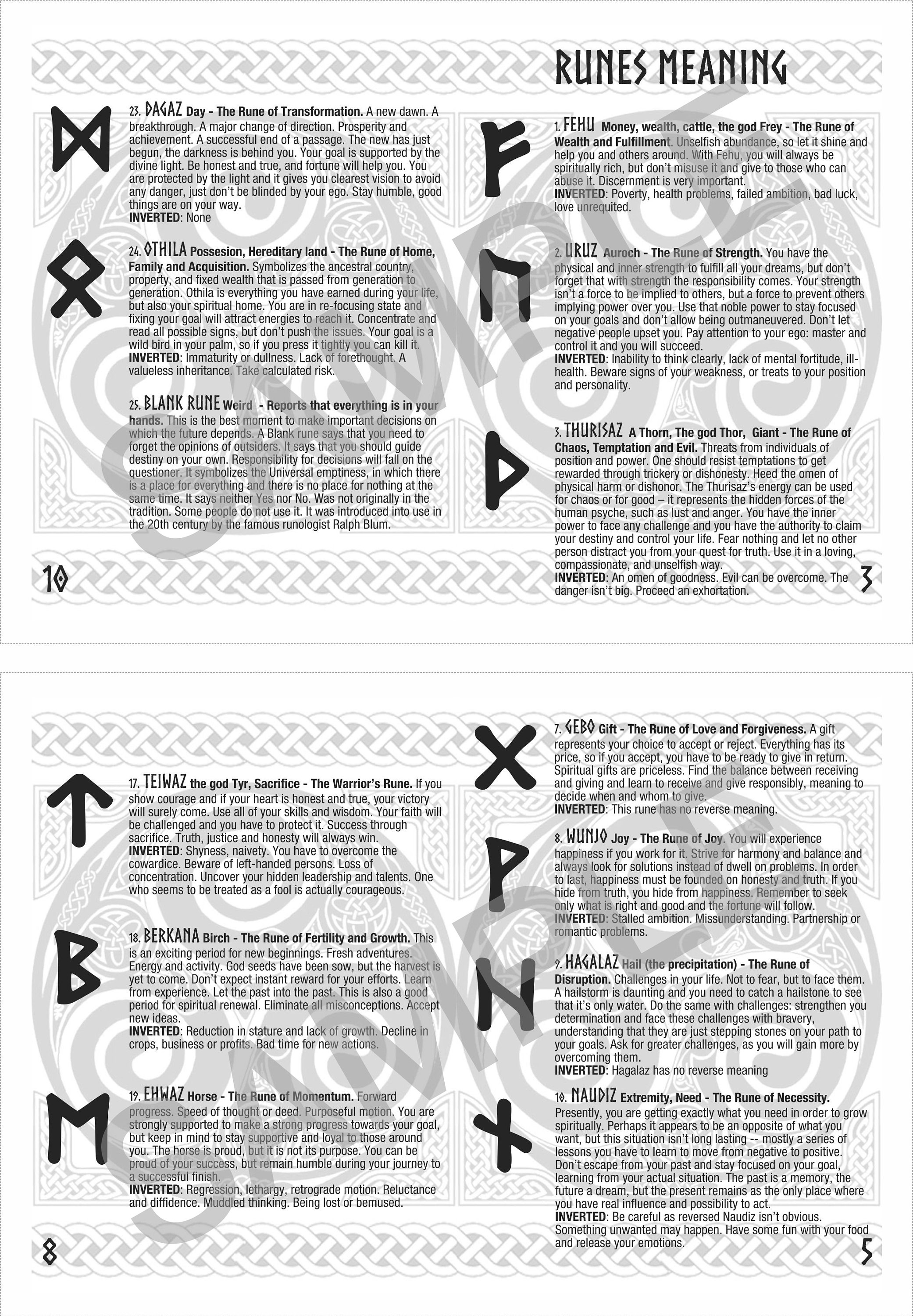 PRINTABLE Rune set Guide manual for Elder Futhark runes for Etsy