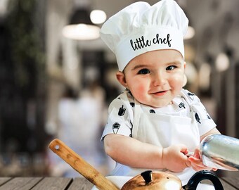 3 sizes, little chef Apron, baby apron, kid apron, personalised apron, apron birthday, children apron, personalised chef hat, newborn apron