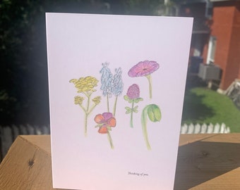 Tarjeta de felicitación: pensando en ti.