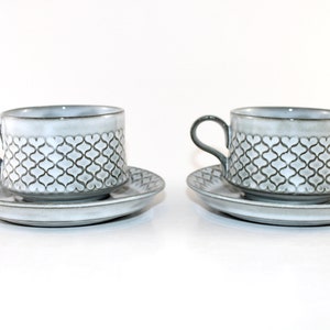 Quistgaard - 2 lovely Duo set - Grey cordial - Cup and saucer - From Bing and Grøndahl  - Made in Denmark 1960.
