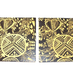 Royal Copenhagen - BACA -  Fajance - 2 Lovely ceramic tile  - Designed by Niels Thorsson - Made in Denmark in 1960.