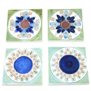 Royal Copenhagen - Aluminia - Tenera - 4 Unique and lovely ceramic tiles -  Designed by Berte Jessen  - Made in Denmark in 1960.