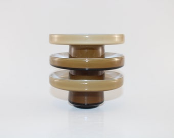 Holmegaard - 3 Lovely beige and white glass edge cups  - PALET  - Made by danish artist Jacob Bang - Made in Denmark 1960.
