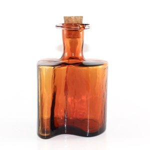 Holmegaard  - Lovely glass bottle with cork stopper - From the Hivert line  - Made in Denmark 1970.