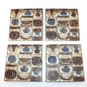 Royal Copenhagen - BACA - 4 Lovely ceramic tile  - Designed by Niels Thorsson - Made in Denmark in 1960.
