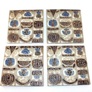 Royal Copenhagen - BACA - 4 Lovely ceramic tile  - Designed by Niels Thorsson - Made in Denmark in 1960.