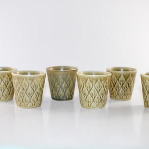 Quistgaard  - RELIEF  -  6 Lovely egg cups  - From Kronjyden and Nissen - Made in Denmark 1960.
