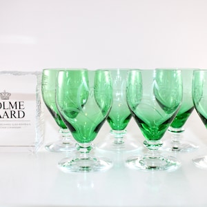 Holmegaard - RANKE  - 6 very lovely antique glasses - Made in green glass - Made in Denmark 1940.