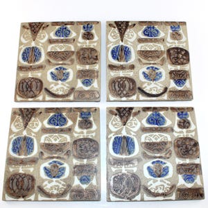 Royal Copenhagen - BACA - 4 Lovely ceramic tile  - Designed by Niels Thorsson - Made in Denmark in 1960.