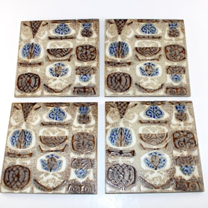 Royal Copenhagen - BACA - 4 Lovely ceramic tile  - Designed by Niels Thorsson - Made in Denmark in 1960.