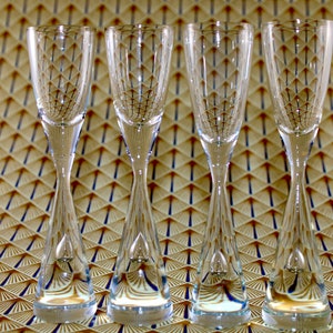 Holmegaard - VERY RARE  - 4 lovely high akvavit glasses - From the serie PRINCESS - Made in Denmark 1957.