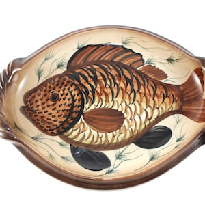 Arabia of Finland - VERY RARE - Beautiful fish tray - Decoration by Gunvor Olin-Grönqvist - Made in Finland 1960.