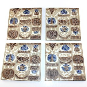 Royal Copenhagen - BACA - 4 Lovely ceramic tile  - Designed by Niels Thorsson - Made in Denmark in 1960.