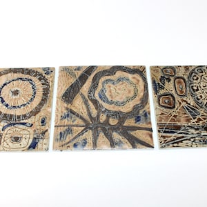 Royal Copenhagen - BACA - 3 Lovely ceramic tile  - Designed by Niels Thorsson - Made in Denmark in 1960.