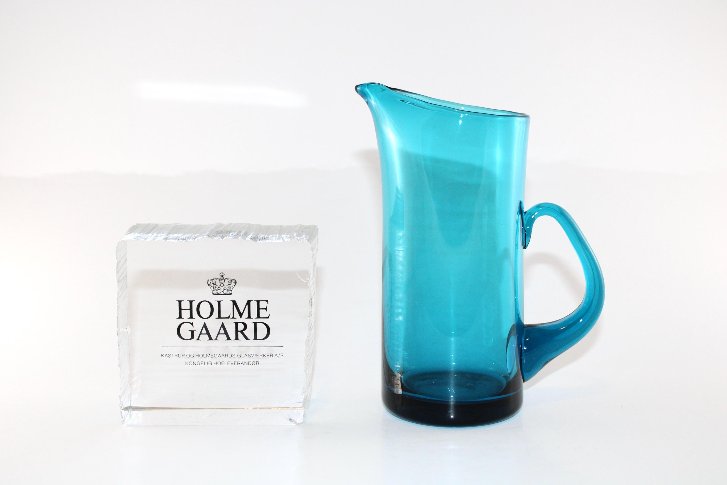 Holmegaard - VERY RARE - Lovely Glass Pitcher in Turquoise