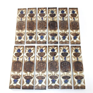 Royal Copenhagen - BACA - Aluminia - 12 lovely ceramic tiles  - Designed by Niels Thorsson - Made in Denmark in 1960.