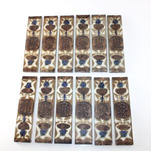 Royal Copenhagen - BACA - Aluminia - 12 lovely ceramic tiles  - Designed by Niels Thorsson - Made in Denmark in 1960.