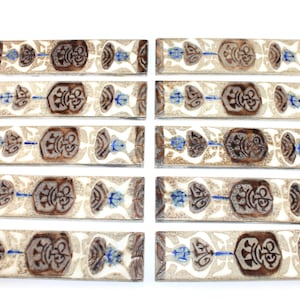 Royal Copenhagen - BACA - Aluminia - 10 lovely ceramic tiles  - Designed by Niels Thorsson - Made in Denmark in 1960.