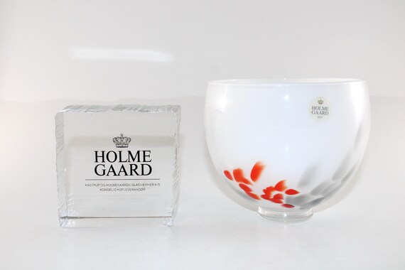 Holmegaard - 素敵なオレンジと白のガラス製植木鉢 / ボウル