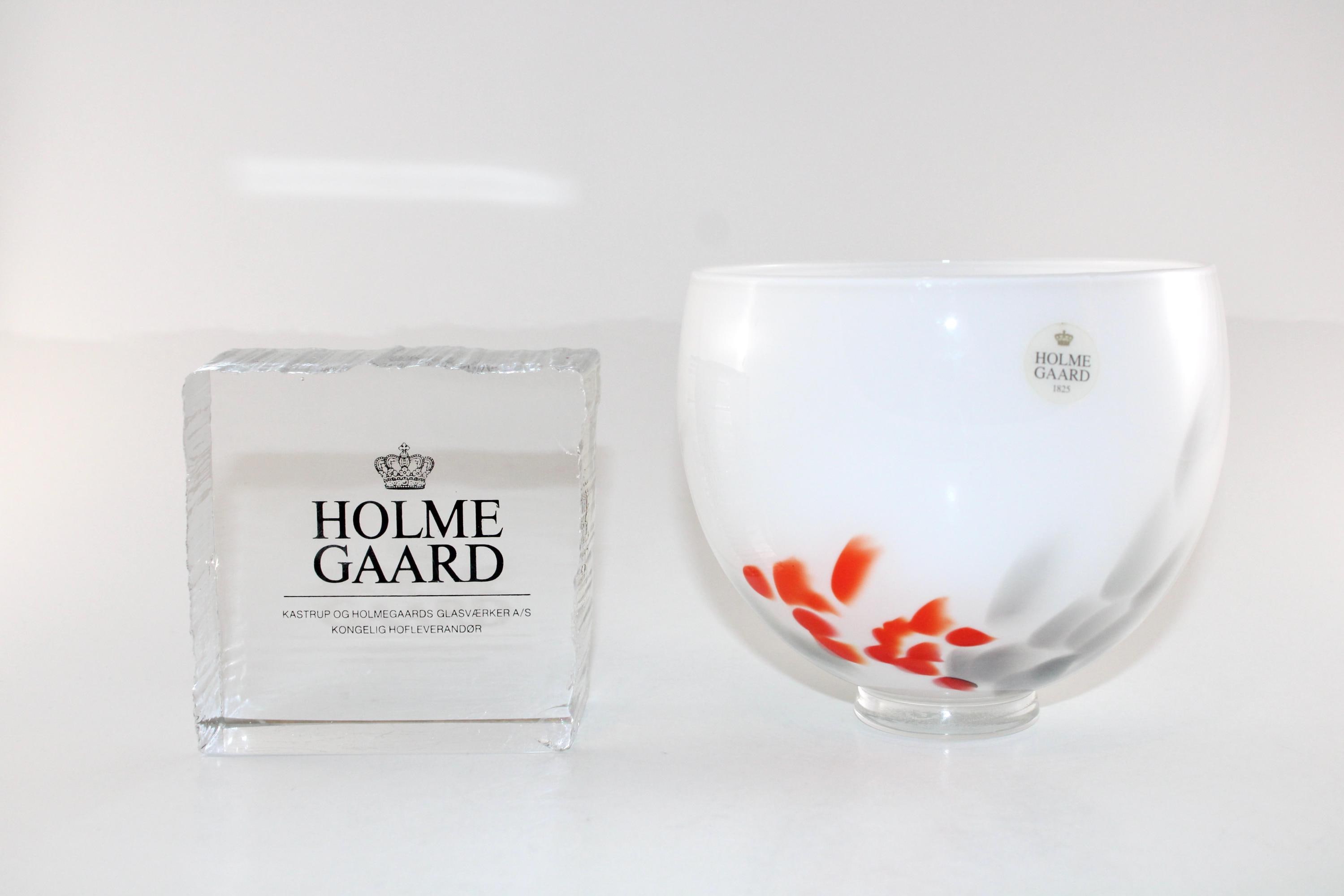 Holmegaard - 素敵なオレンジと白のガラス製植木鉢 / ボウル