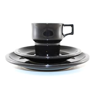 Bing and Grøndahl - VERY RARE - Lovely stoneware trio set - In black color - Made in Denmark 1960.