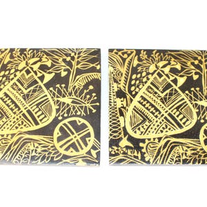 Royal Copenhagen - BACA -  Fajance  - 2 Lovely ceramic tile  - Designed by Niels Thorsson - Made in Denmark in 1960.