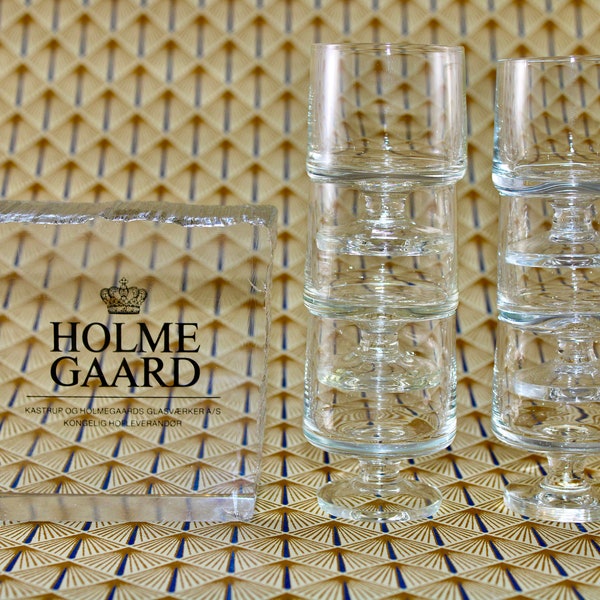 Holmegaard - 6 lovely vintage glasses - Designed by Per Lückten  - Made in Denmark 1960.