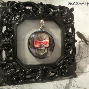 Red-Eyed Skull Pendant Necklace / Skull Necklace / Punk Necklace / Gothic Necklace / Rock n&#39; Roll Necklace / Halloween Necklace / Sale Item