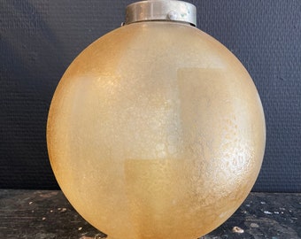 Antique table lamp base hollow glass Belgian high end art deco design frosted glass 1930